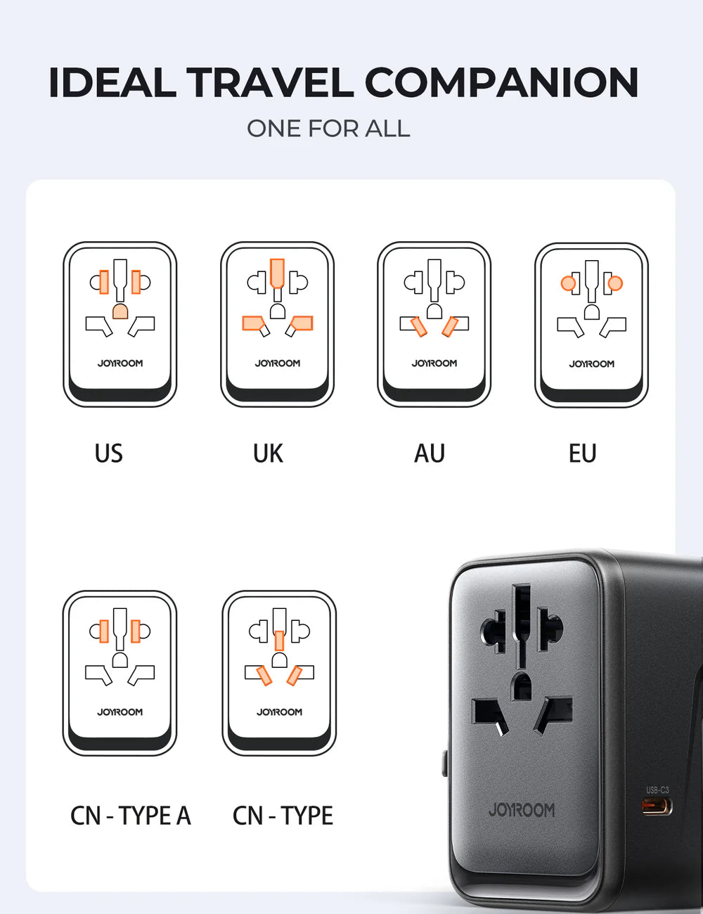 Joyroom 5 Port Universal Travel Adapter 65W JR-TCW02