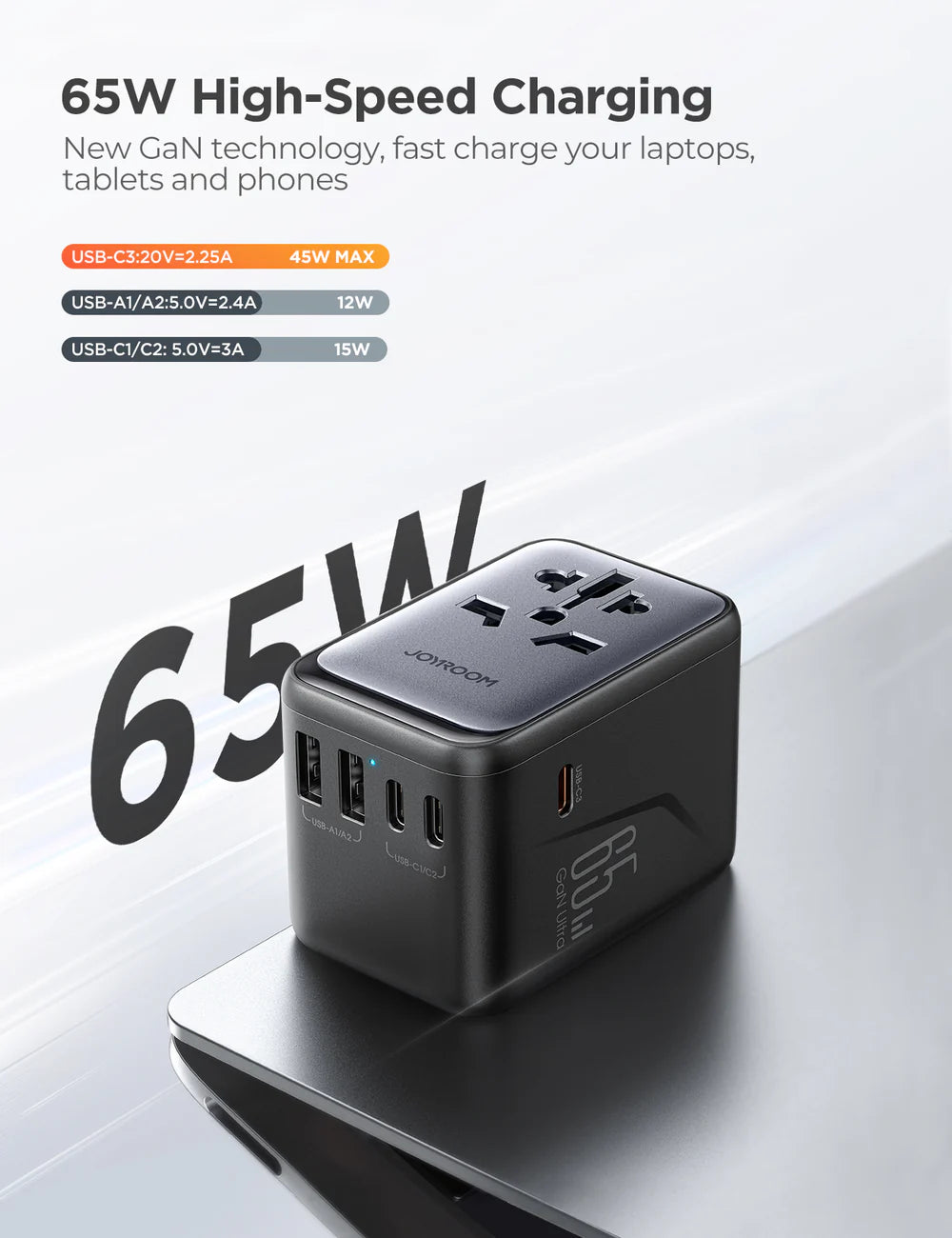 Joyroom 5 Port Universal Travel Adapter 65W JR-TCW02