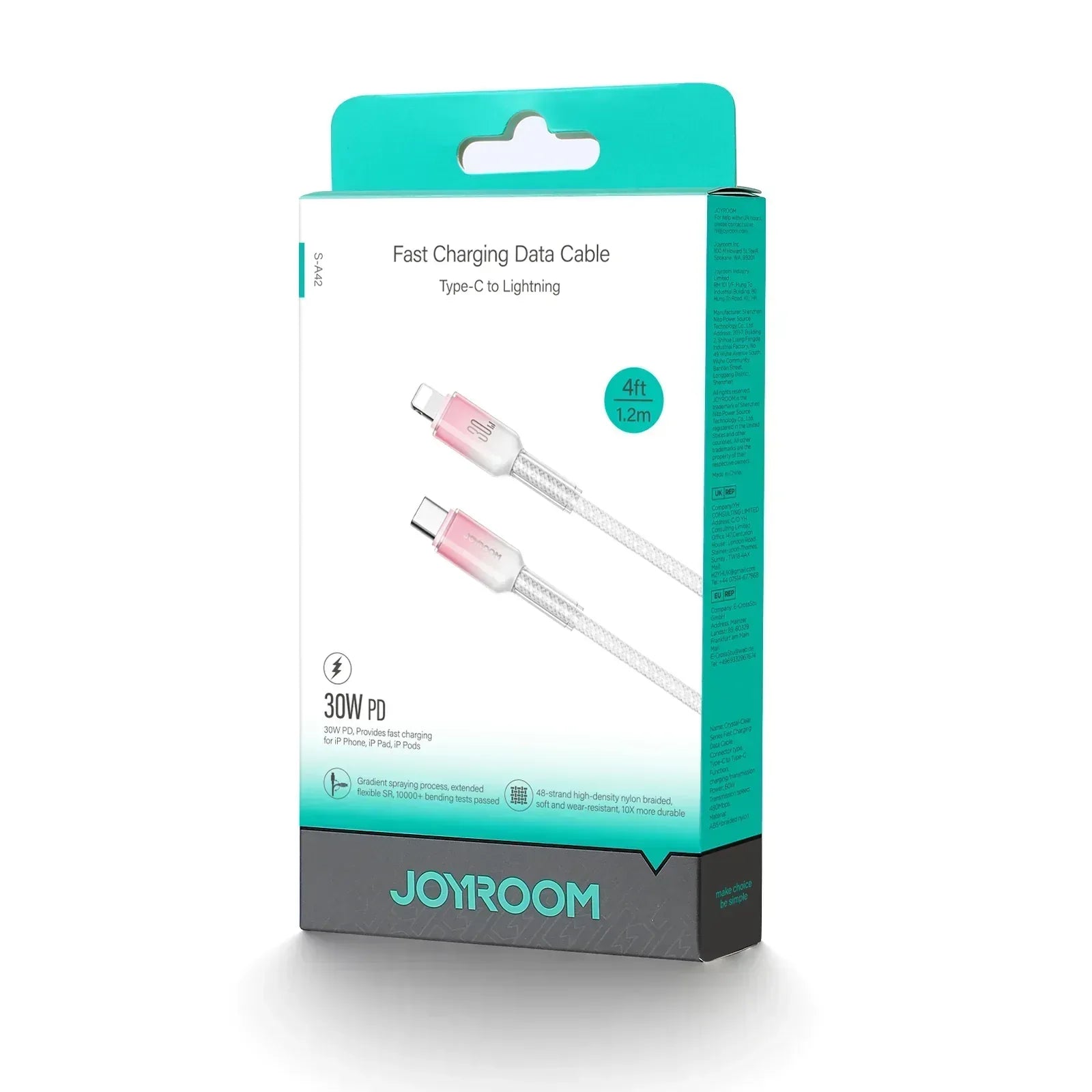 Joyroom S-A42 Serie Crystal Clear Cavo dati a ricarica rapida da Tipo-C a Tipo-C 60W 1,2m Nero (1.20 m, USB 3.0, 60 W Joyroom S-A42 Serie Crystal Clear Cavo dati a ricarica rapida da Tipo-C a Tipo-C 60W 1,2m Nero (1.20 m, USB 3.0, 60 W