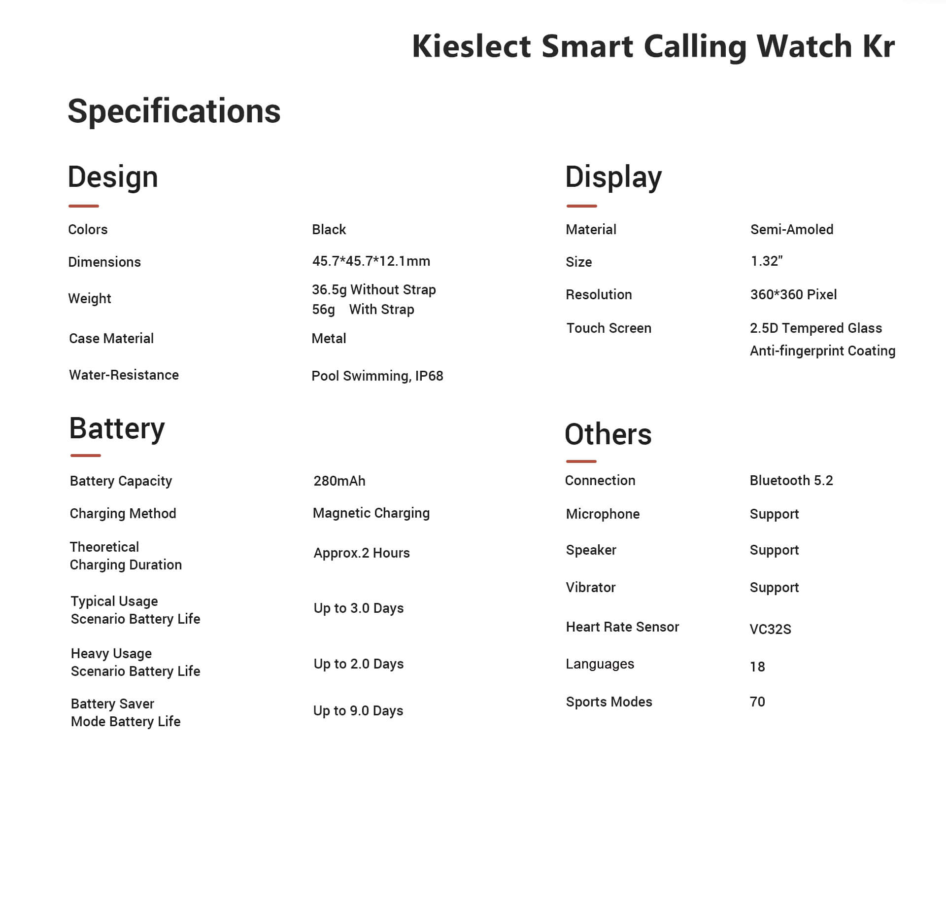 Kieslect Smart Calling Watch Kr