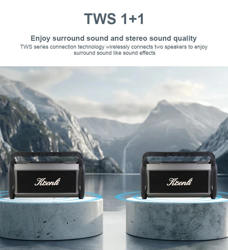 Kisonli Powerful 80W Portable Wireless 8000 mAh Outdoor Party Bass Hi-Fi Speaker with RGB Light K9