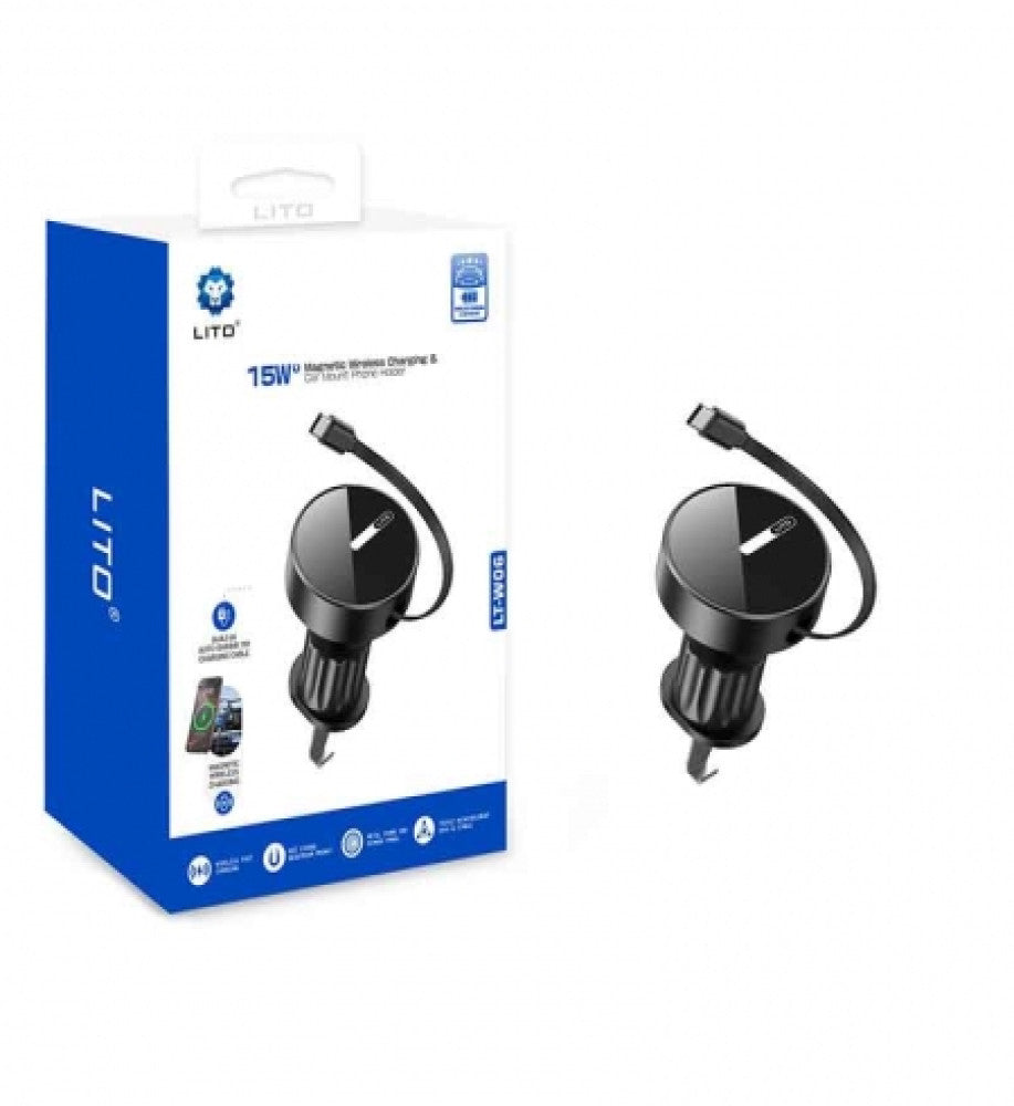 LITO 15W Magnetic Wireless Charging Car Mount Phone Holder LT-W06