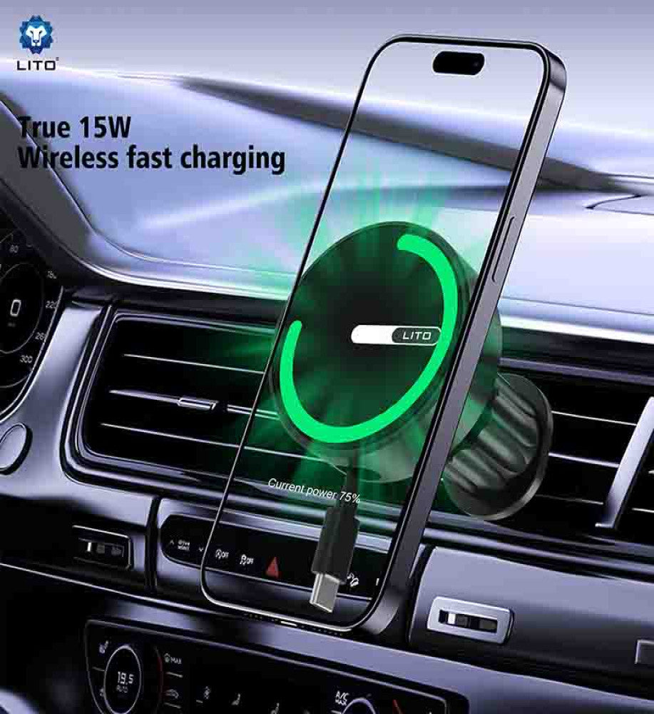 LITO 15W Magnetic Wireless Charging Car Mount Phone Holder LT-W06