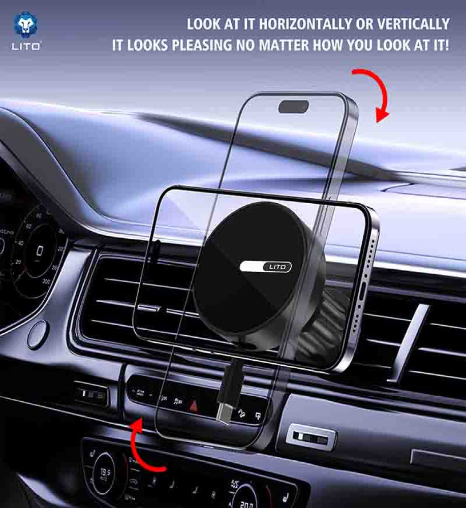 LITO 15W Magnetic Wireless Charging Car Mount Phone Holder LT-W06