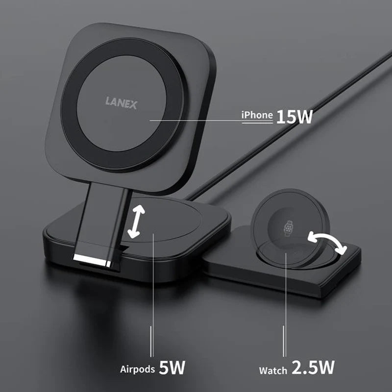 Lanex 3 in 1 Magnetic Stand Wireless Charging 15W LW12