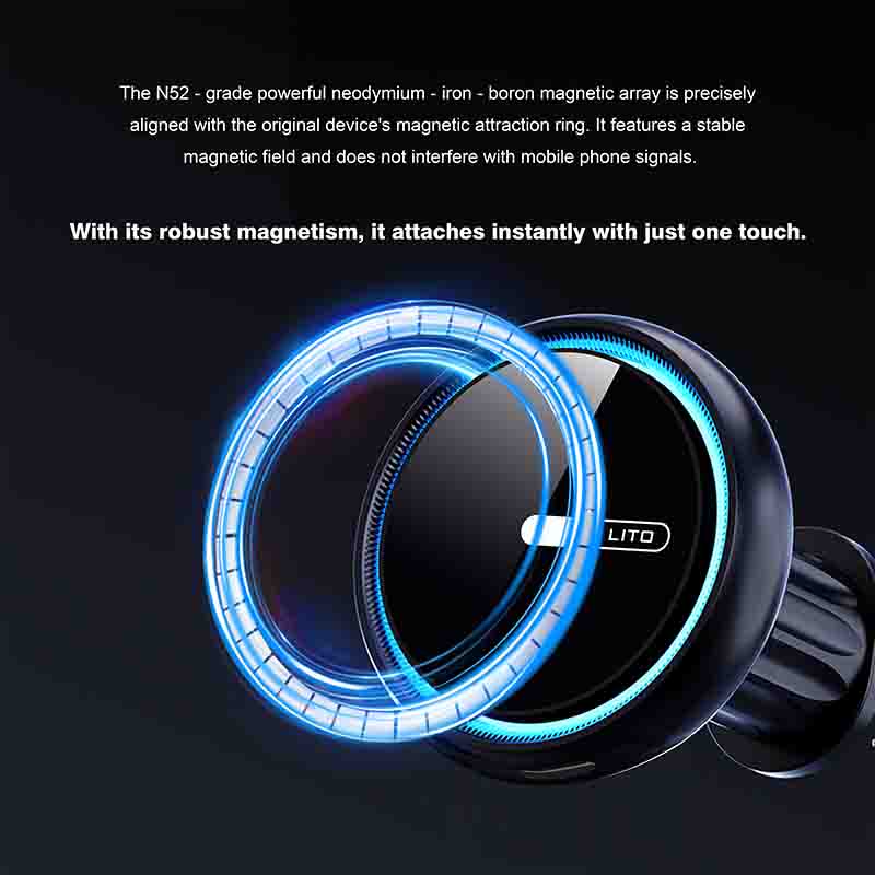 Lito Magnetic Wireless Charging Car Mount Phone Holder 15W LT-W07