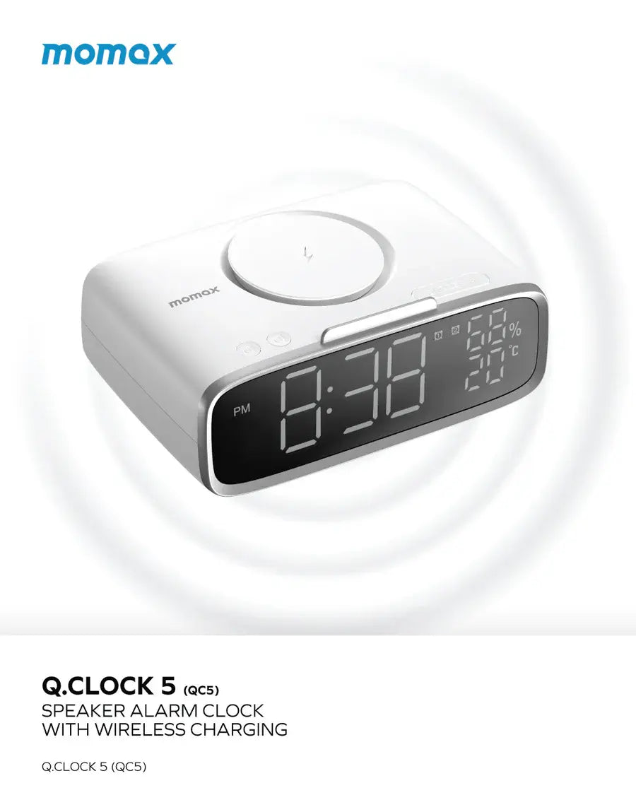 Momax Q.Clock5 Digital Clock with Wireless Charging