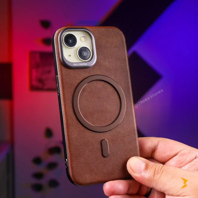 Mvro Leather Magsafe Case iPhone 15 - Three