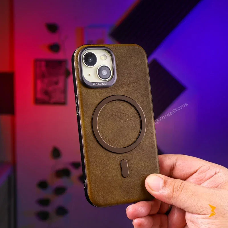 Mvro Leather Magsafe Case iPhone 15 - Three