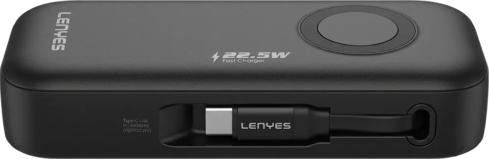 Lenyes 10000mAh 22.5W Retractable Cable Digital Display Power Bank PX153D