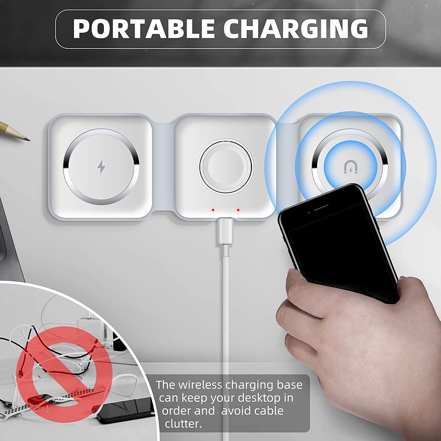 Padom 3 in 1 Wireless Charger Fast Wireless Charging Pad