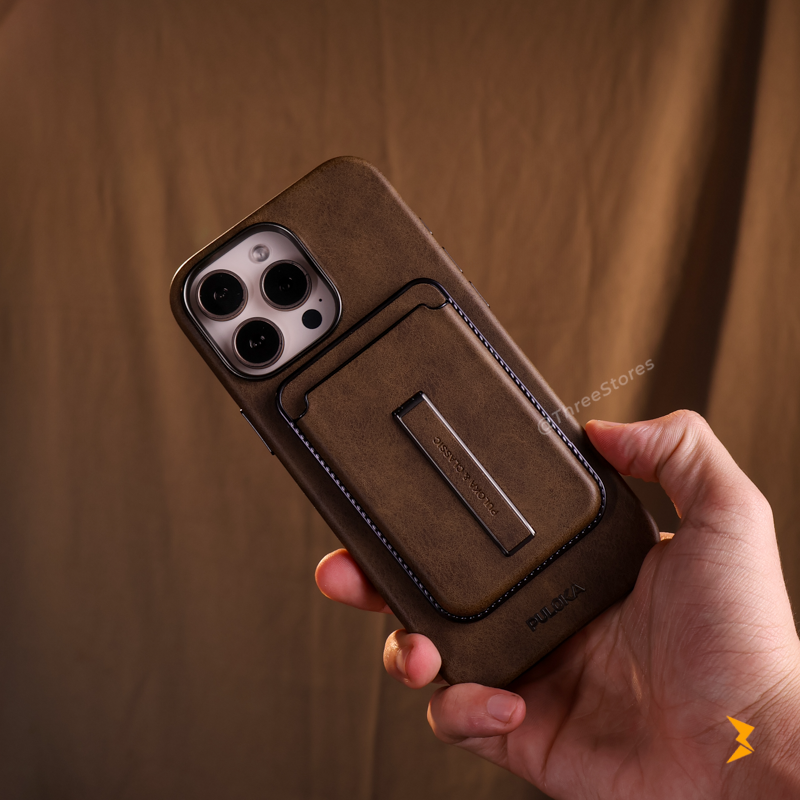 Puloka Magnetic Card Holder Leather Case iPhone 16 Pro Max
