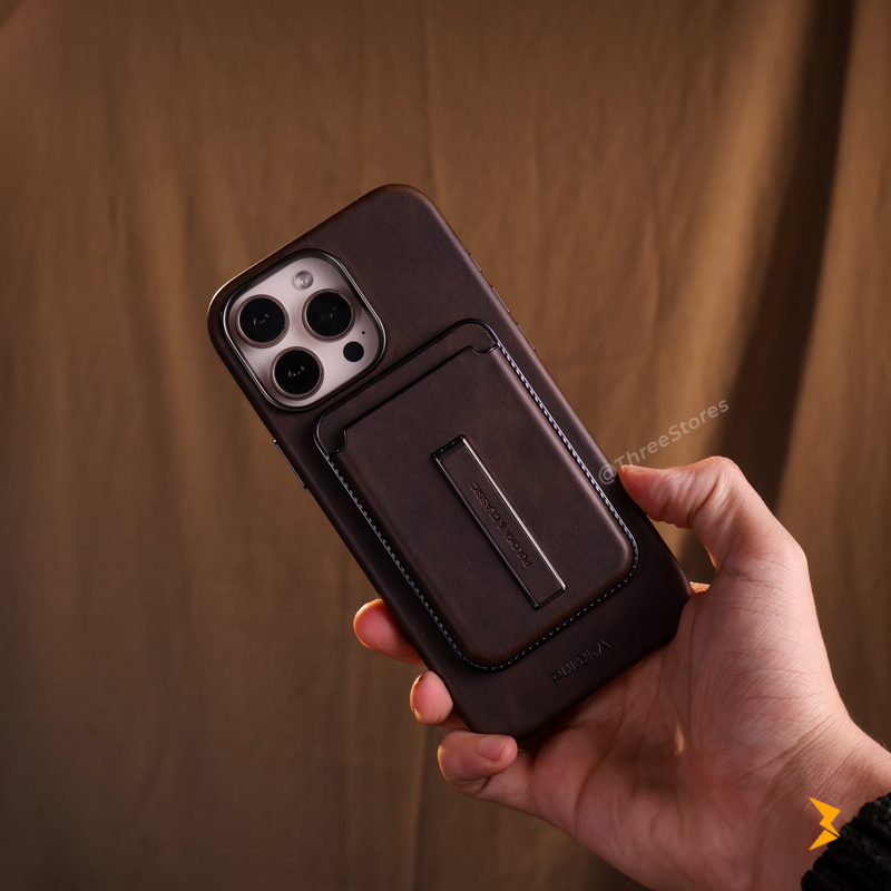 Puloka Magnetic Card Holder Leather Case iPhone 16 Pro Max