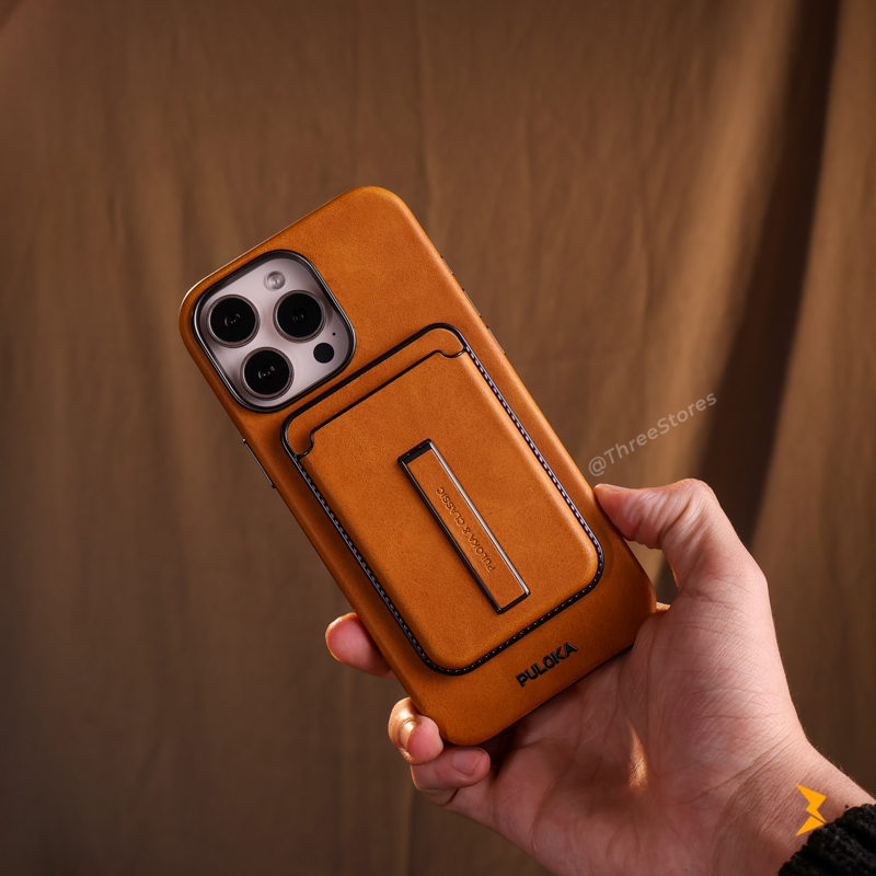 Puloka Magnetic Card Holder Leather Case iPhone 16 Pro Max