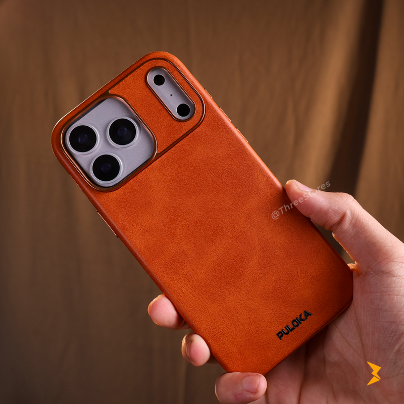Puloka Magnetic Card Holder Leather Case iPhone 17 Pro Max