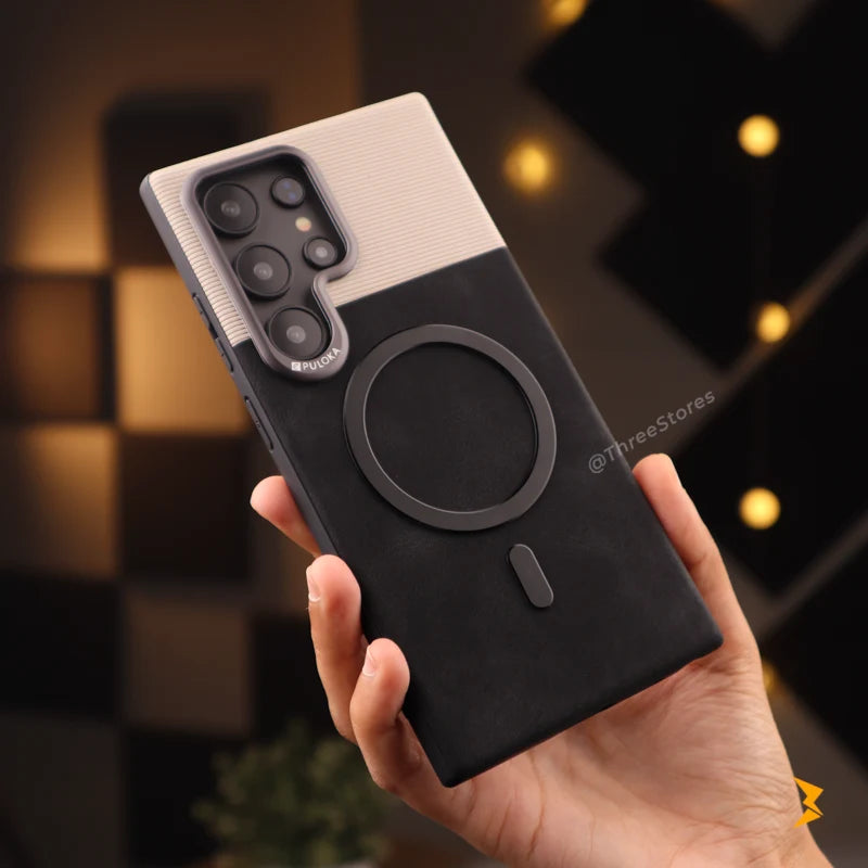Puloka Vintage Leather Magsafe Case Samsung S22 Ultra