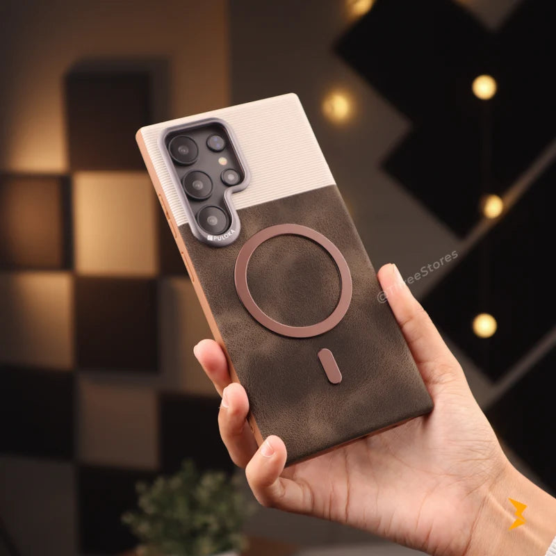 Puloka Vintage Leather Magsafe Case Samsung S22 Ultra