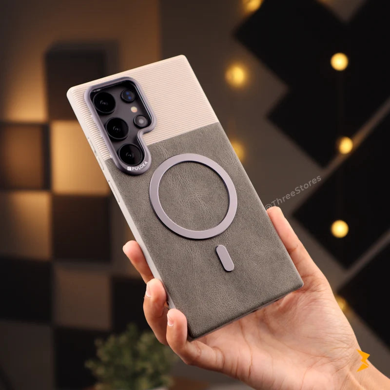 Puloka Vintage Leather Magsafe Case Samsung S22 Ultra
