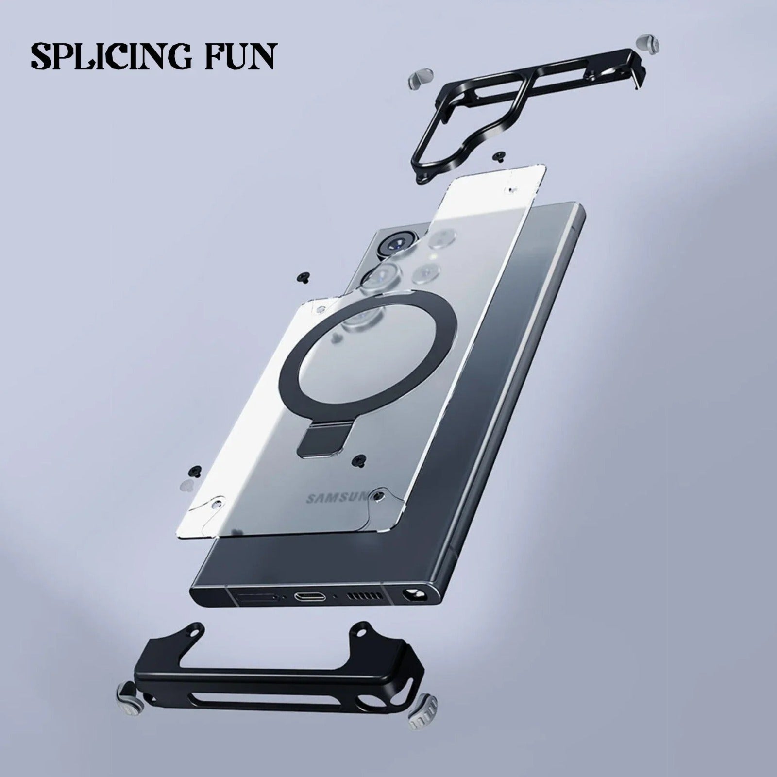Rimless Metal Magnetic Stand Case Samsung S24 Ultra