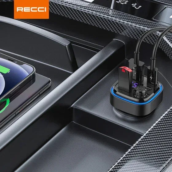RECCI 15W+15W Multi-Functional With FM Car Charger RQ08 - Three