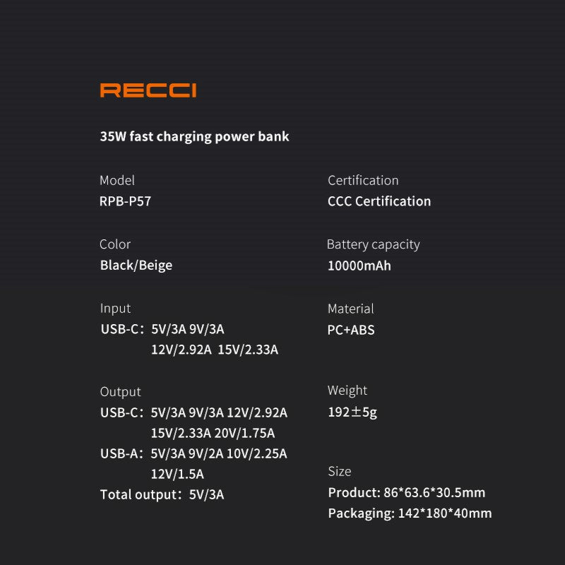 Recci 35W PD Power Bank RPB-P57