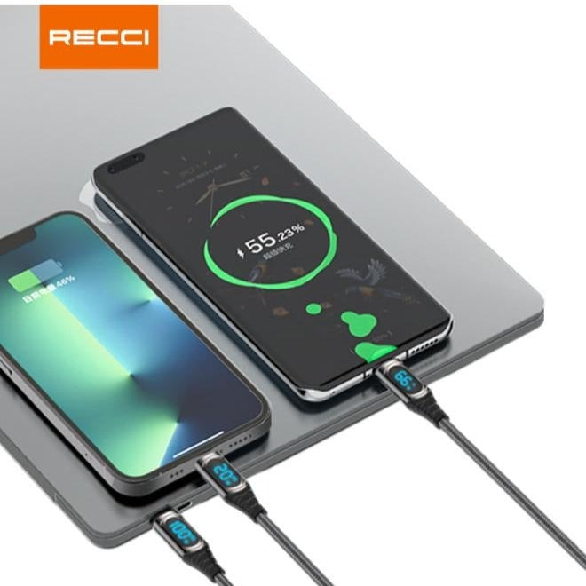 Recci Led Type-C to Type-C 150cm Data Cable PD 100w RTC-P21CC