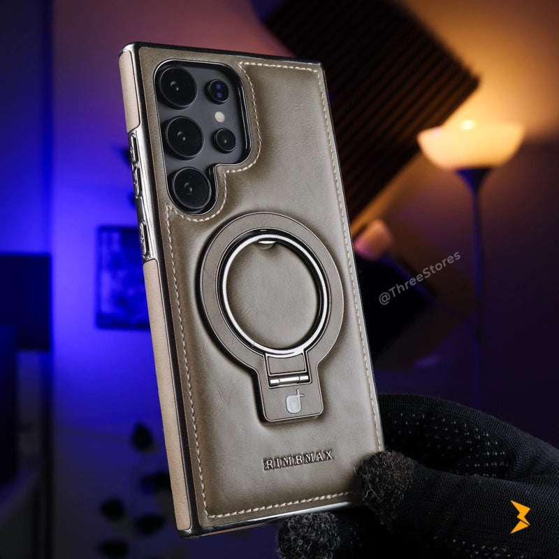 Rimbmax Leather Stand Magsafe Case Samsung S24 Ultra