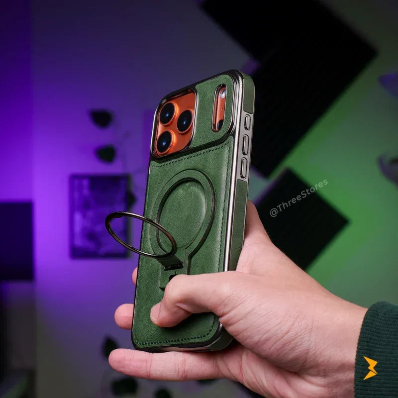 Rimbmax Leather Stand Magsafe Case iPhone 17 Pro Max - Three