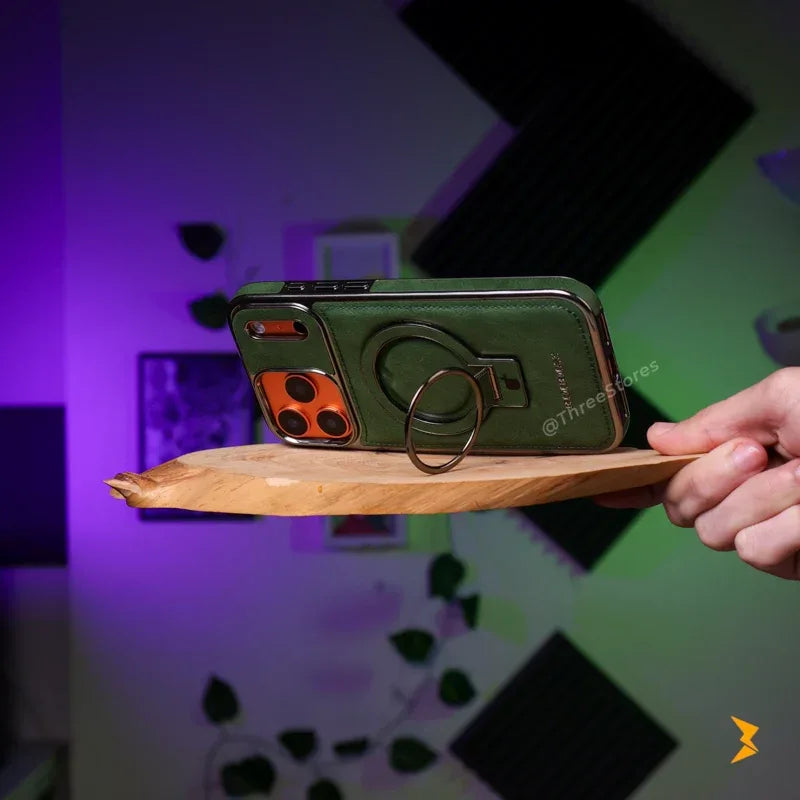 Rimbmax Leather Stand Magsafe Case iPhone 17 Pro Max - Three