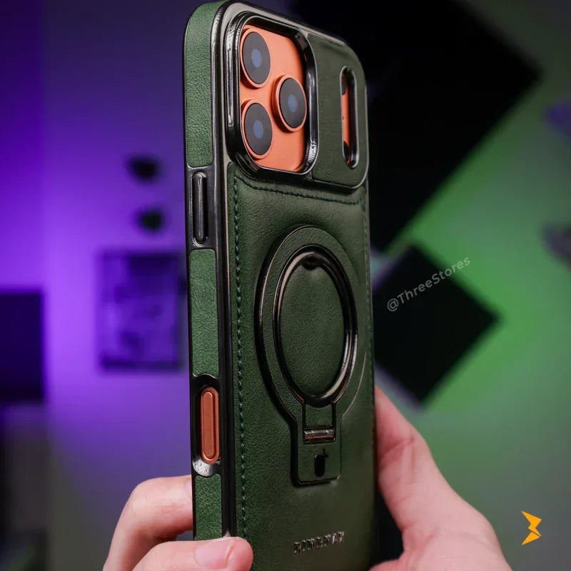 Rimbmax Leather Stand Magsafe Case iPhone 17 Pro Max - Three