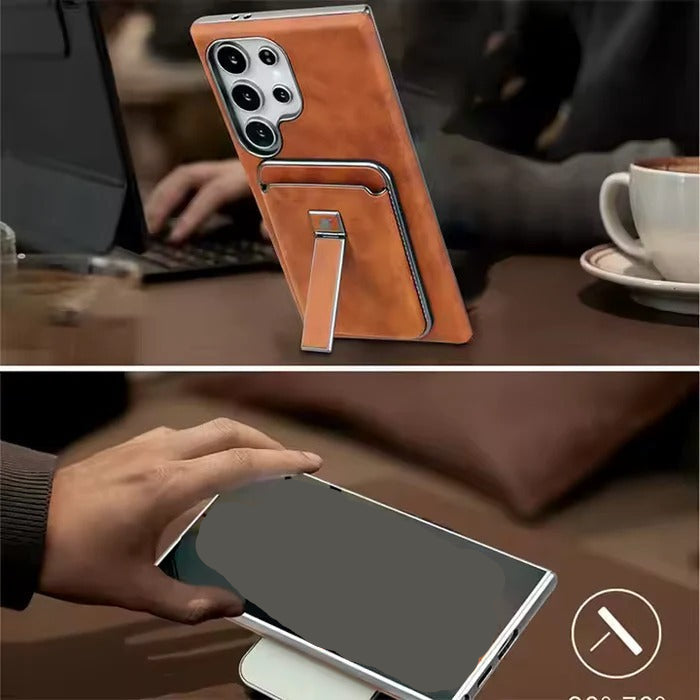 Rimbmax Magnetic Card Holder Leather Case Samsung S24 Ultra