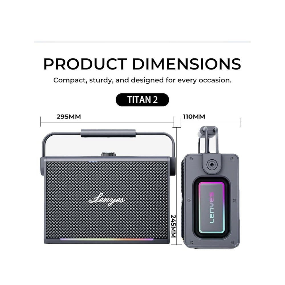 Lenyes Bluetooth 5.3 200W Dual UHF Mic IPX6 Party Speaker Titan 2