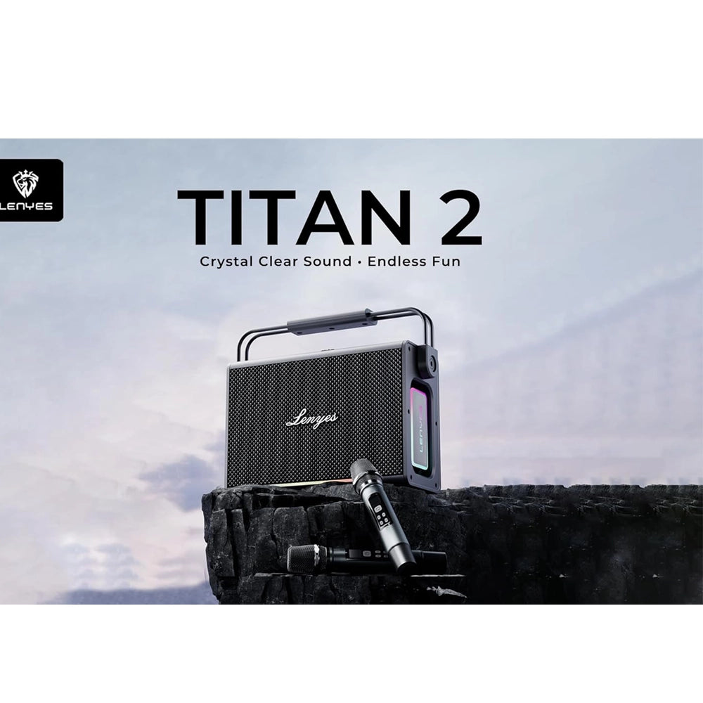 Lenyes Bluetooth 5.3 200W Dual UHF Mic IPX6 Party Speaker Titan 2