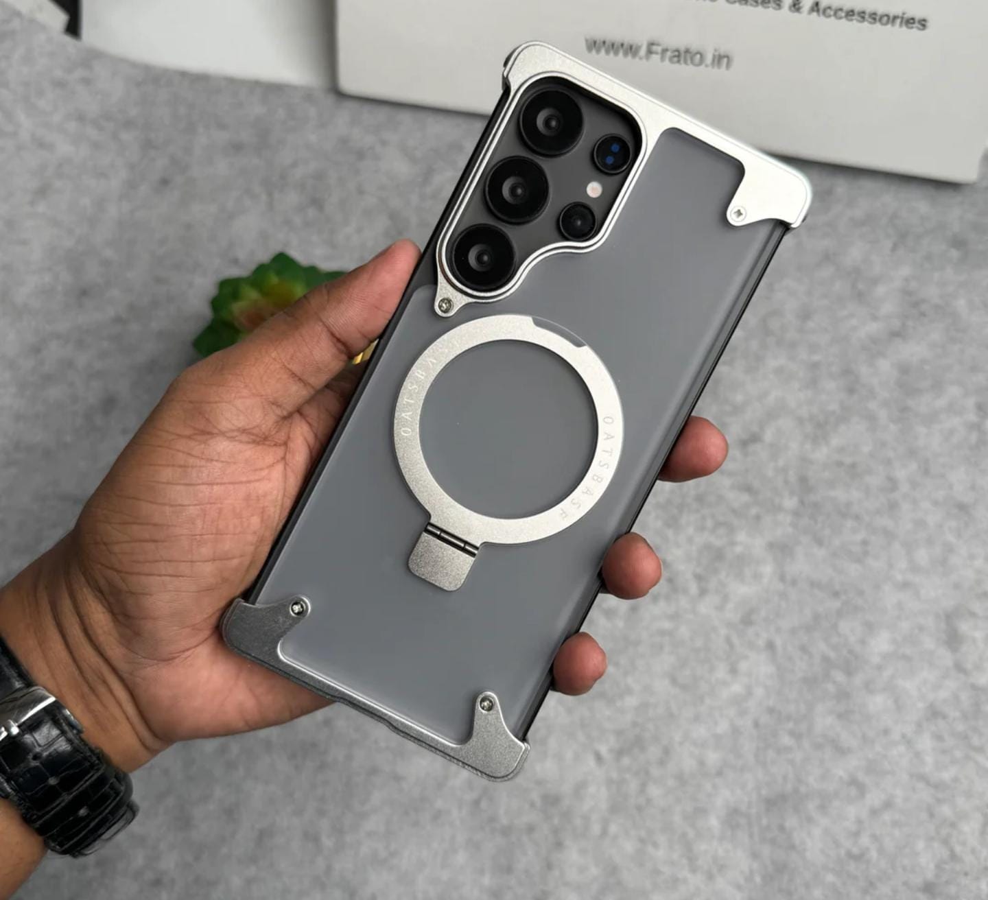 Smokey Metal Stand Magsafe Case Samsung S24 Ultra