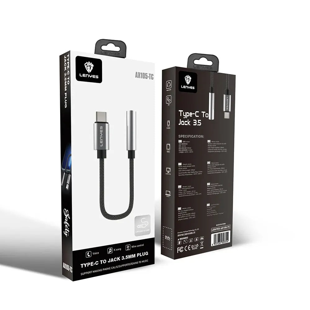 Lenyes Type-C to 3.5mm 3-in-1 Audio Adapter AX105