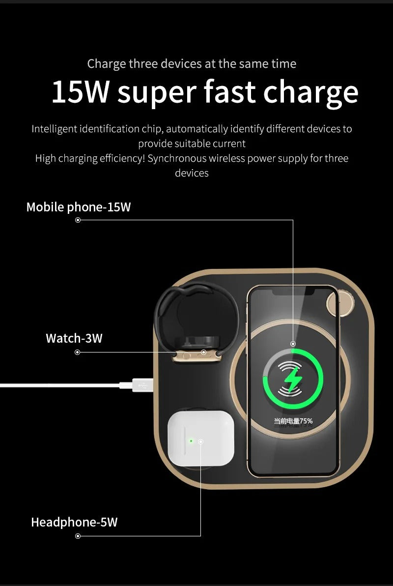 3 in1 Wireless Charging Station With Lamp X3