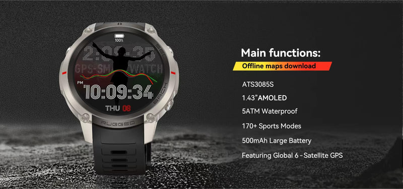 Rugged Smart Watch Fitness tracker GPS Watch  DM59