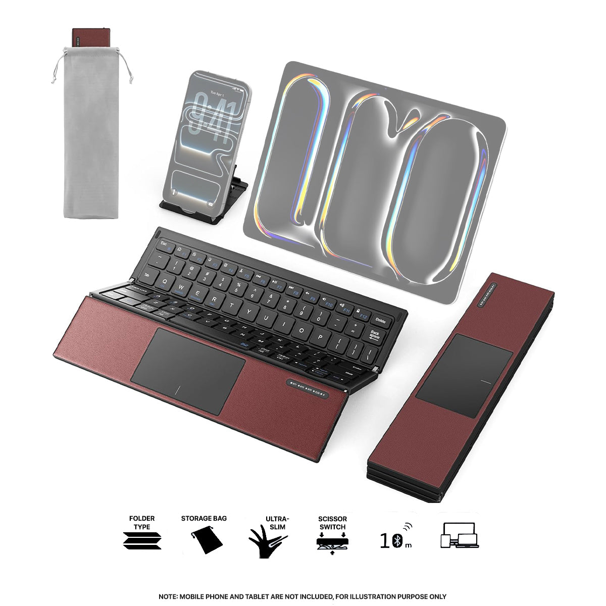 Harmonica Tri-Fold Keyboard with Touchpad Z01