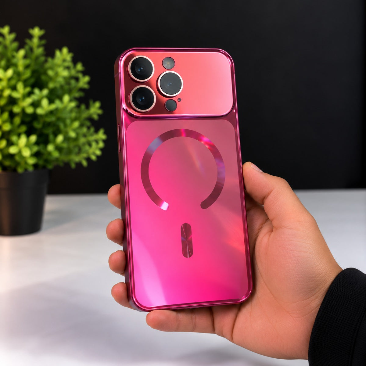 Burgundy Glow Camera Protection Magsafe Case iPhone 12 Pro Max