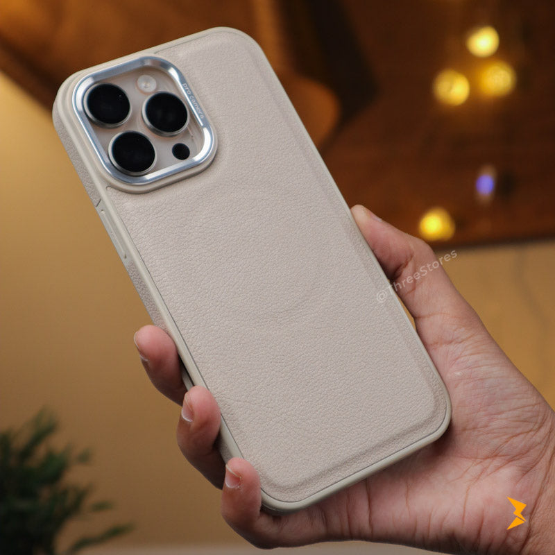 Wrinkle Leather Magsafe Lens Case iPhone 16 Pro Max