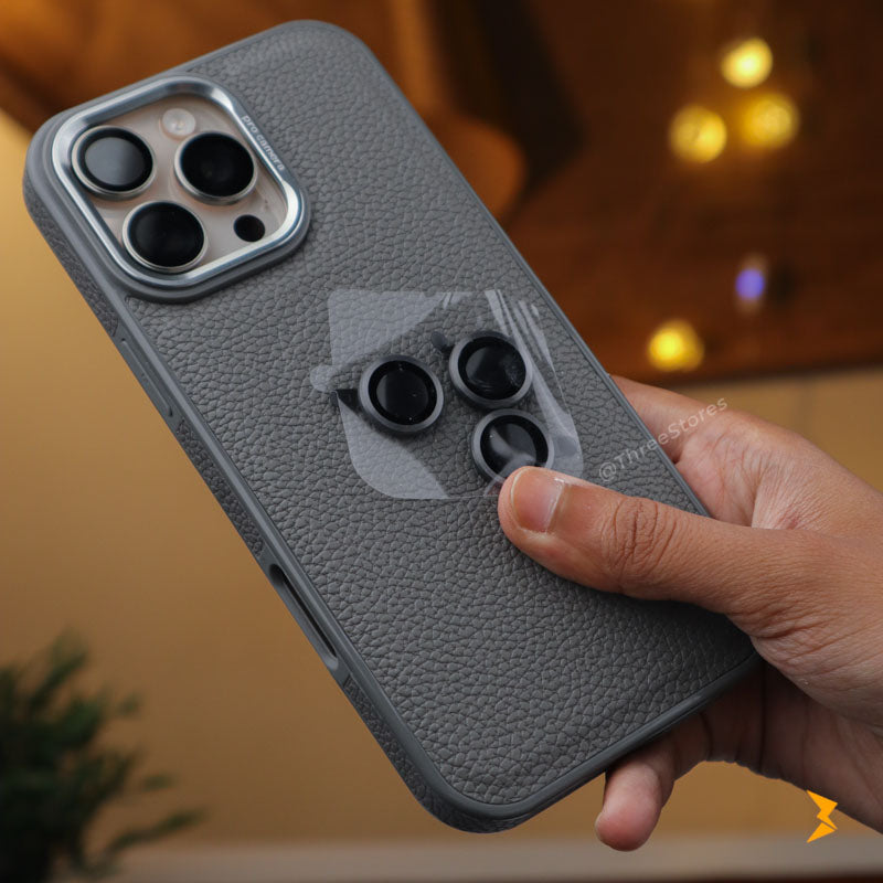 Wrinkle Leather Magsafe Lens Case iPhone 16 Pro Max