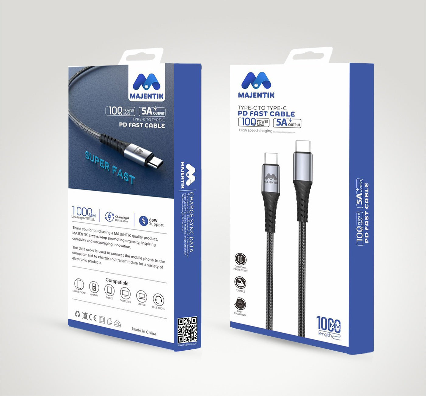 Majentik Fast Charging Cable 100W Type-C To Type-C