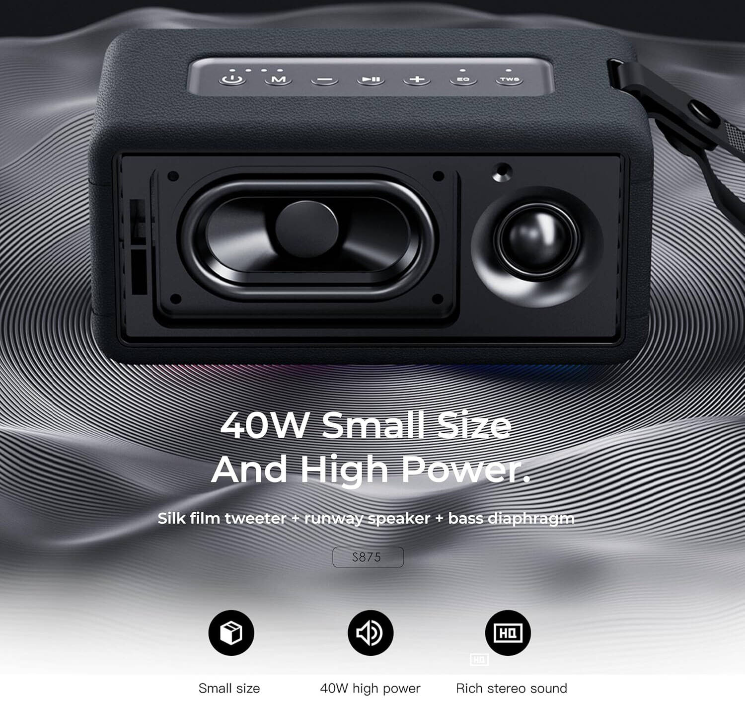 Lenyes Bluetooth 5.3 40W RGB IPX6 Portable Speaker S875
