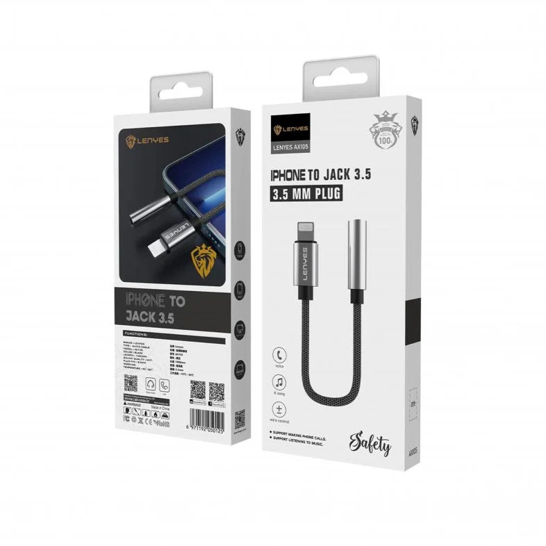 Lenyes Lightning to 3.5mm 3-in-1 Audio Adapter AX105