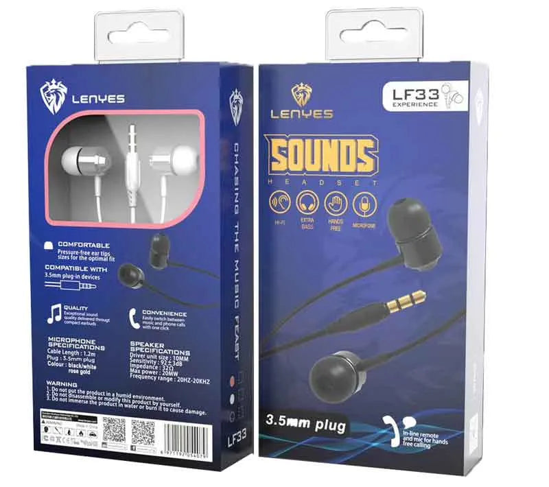 Lenyes HiFi Noise-Isolating Wired Headset LF33