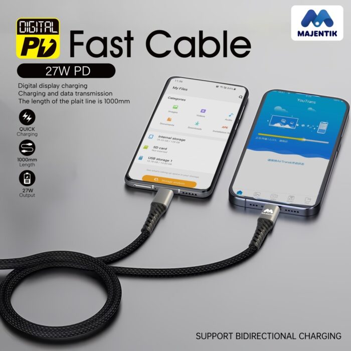 Majentik Led Fast Charging Cable 27W Type-C To Lightning