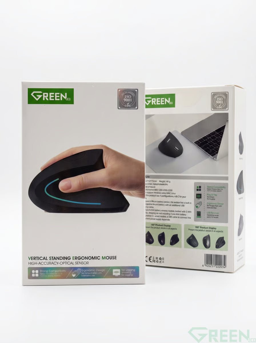GREEN Wireless Vertical StandIng Ergononomic Mouse GE-MS072