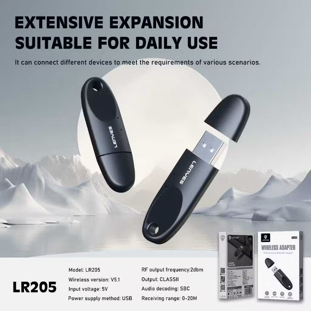 Lenyes Bluetooth 5.1 USB Multi-Device Audio Receiver LR205