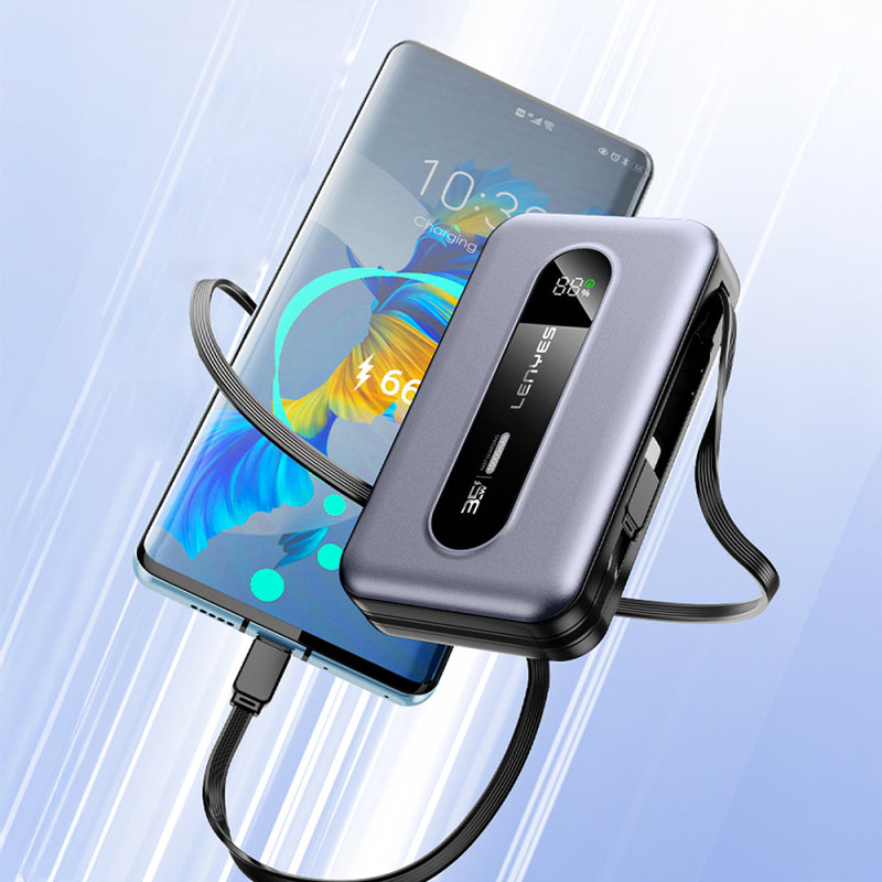 Lenyes 10000mAh 35W Dual Retractable Cable Digital Display Power Bank PX1002D