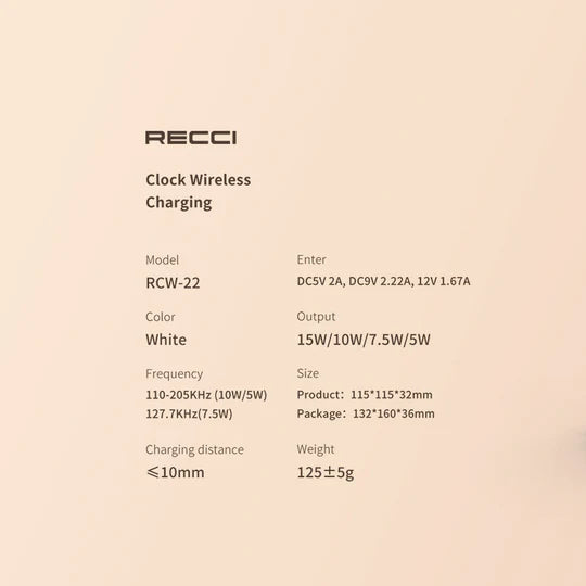 Recci Clock Wireless Charging RCW-22